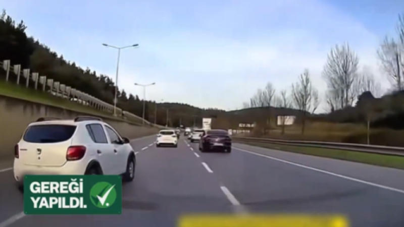 Trafikte makas atan maganda yakalandı